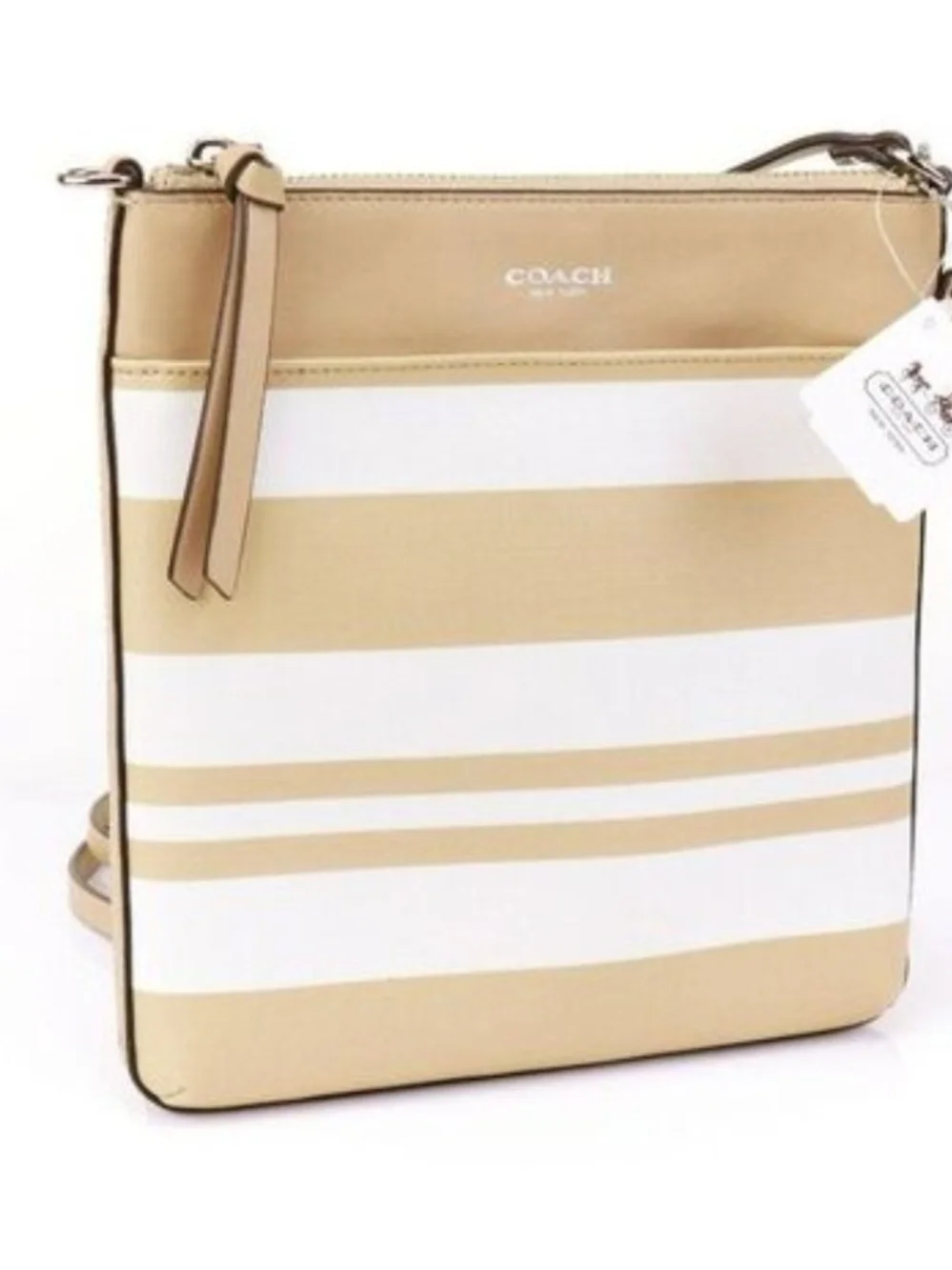Coach Bleecker North/South Swingpack in Striped Coated Canvas